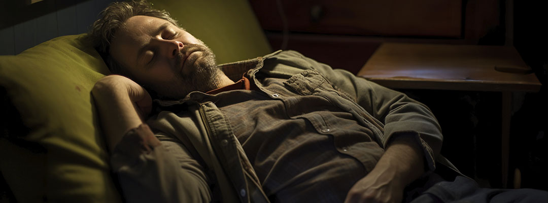 Мужчина уснул 