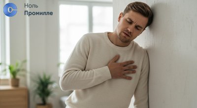 Мужчина стоит в коридоре, прижавшись к стене и тяжело дыша после злоупотребления препаратом габапентин